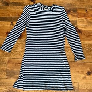 Chicos sz 0 (small) super cute ribbed striped long tunic, mock turtleneck navy